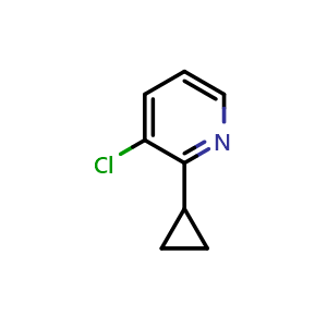 Chemical structure of 3-Chloro-2-cyclopropylpyridine , CAS 1355066-87-3, AChemBlock N25876