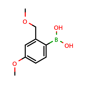 Chemical structure of 4-Methoxy-2-(methoxymethyl)phenylboronic acid , CAS 1451392-22-5, AChemBlock N25877