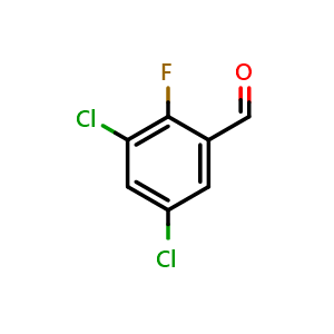Chemical structure of 3,5-Dichloro-2-fluorobenzaldehyde , CAS 477535-42-5, AChemBlock N25886