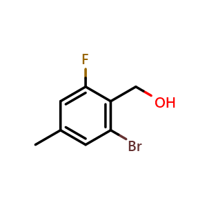 Chemical structure of (2-Bromo-6-fluoro-4-methylphenyl)methanol , CAS 1936564-11-2, AChemBlock N25888