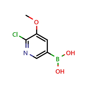 Chemical structure of 6-Chloro-5-methoxypyridine-3-boronic acid , CAS 1548827-73-1, AChemBlock N25890