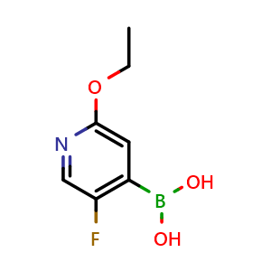 Chemical structure of 2-Ethoxy-5-fluoropyridine-4-boronic acid , CAS 1259370-15-4, AChemBlock N25915