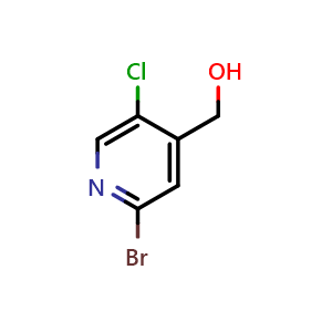 Chemical structure of 2-Bromo-5-chloro-4(hydroxymethyl)pyridine , CAS 1227599-15-6, AChemBlock N25932