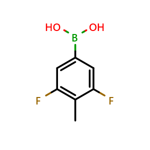 Chemical structure of 3,5-Difluoro-4-methylphenylboronic acid , CAS 1621332-09-9, AChemBlock N25941