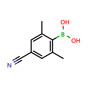 Chemical structure of 4-Cyano-2,6-dimethylphenylboronic acid , CAS 1451391-43-7, AChemBlock N25969
