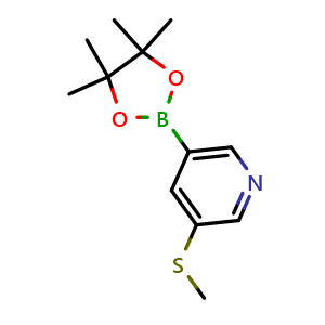 Chemical structure of 3-(methylthio)-5-(4,4,5,5-tetramethyl-1,3,2-dioxaborolan-2-yl)pyridine , CAS 1171891-40-9, AChemBlock N25972