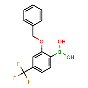Chemical structure of 2-Benzyloxy-4-(trifluoromethyl)phenylboronic acid , CAS 1701435-39-3, AChemBlock N25974