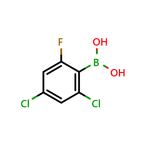 Chemical structure of 2,4-Dichloro-6-fluorophenylboronic acid , CAS 1160561-26-1, AChemBlock N25977