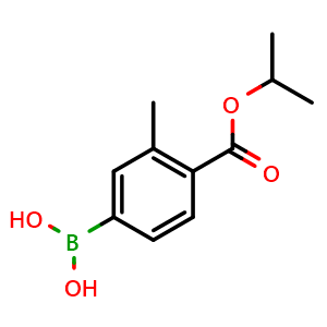Chemical structure of 4-(Isopropoxycarbonyl)-3-methylphenylboronic acid , CAS 2121513-23-1, AChemBlock N25982