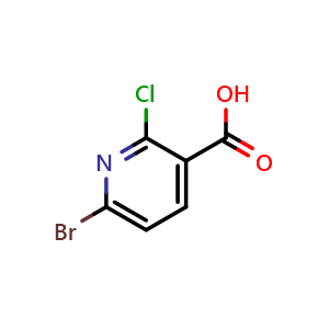 Chemical structure of 6-Bromo-2-chloronicotinic acid , CAS 1060815-67-9, AChemBlock N26004