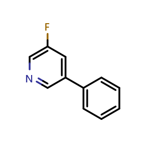 Chemical structure of 3-Fluoro-5-phenylpyridine , CAS 1214374-67-0, AChemBlock N26005