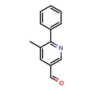 Chemical structure of 3-Methyl-2-phenylpyridine-5-carboxaldehyde , CAS 1428234-46-1, AChemBlock N26016