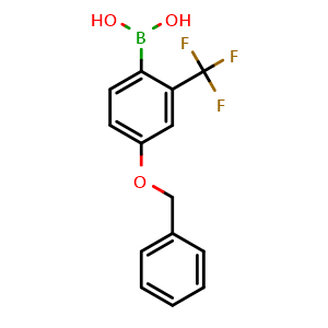 Chemical structure of 4-(Benzyloxy)-2-(trifluoromethyl)phenylboronic acid , CAS 1217501-32-0, AChemBlock N26023