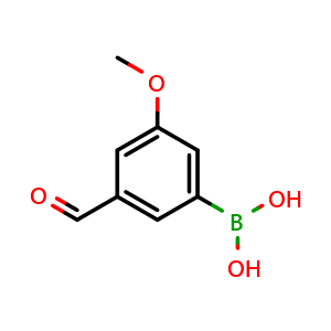 Chemical structure of 5-Formyl-3-methoxyphenylboronic acid , CAS 1451392-09-8, AChemBlock N26030