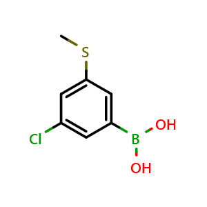 Chemical structure of 5-Chloro-3-(meththio)phenylboronic acid , CAS 1451392-52-1, AChemBlock N26040
