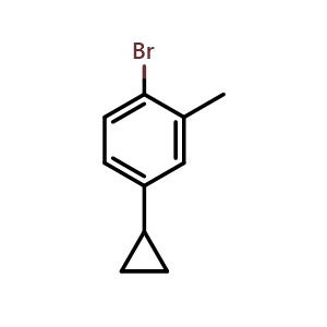 Chemical structure of 1-Bromo-4-cyclopropyl-2-methylbenzene , CAS 1353854-72-4, AChemBlock N26041