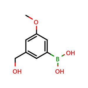 Chemical structure of [3-(hydroxymethyl)-5-methoxyphenyl]boronic acid , CAS 1315276-35-7, AChemBlock N26070