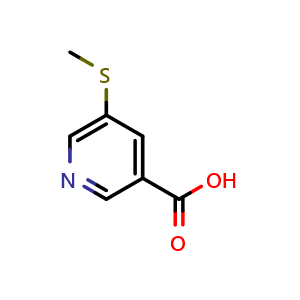 Chemical structure of 5-(Methylthio)nicotinic acid , CAS 74470-28-3, AChemBlock N26072