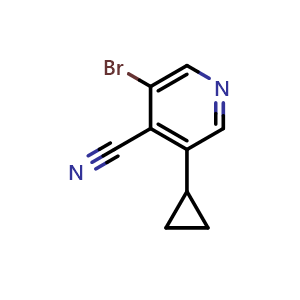 Chemical structure of 3-Bromo-5-cyclopropylisonicotinonitrile , CAS 1404367-14-1, AChemBlock N26073