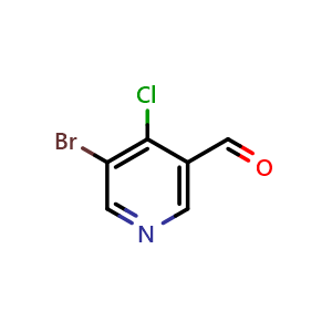 Chemical structure of 5-Bromo-4-chloro-pyridine-3-carbaldehyde , CAS 1060802-24-5, AChemBlock N26075