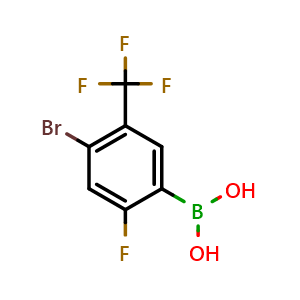 Chemical structure of 4-Bromo-2-fluoro-5(trifluoromethyl)phenylboronic acid , CAS 1451393-15-9, AChemBlock N26092