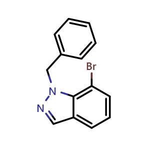 Chemical structure of 1-Benzyl-7-bromo-1H-indazole , CAS 1351668-27-3, AChemBlock N26094