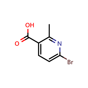 Chemical structure of 6-Bromo-2-methylpyridine-3-carboxylic acid , CAS 1060805-97-1, AChemBlock N26103