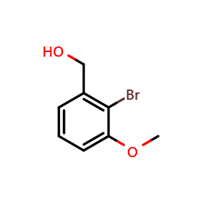 Chemical structure of 2-Bromo-3-methoxybenzyl alcohol , CAS 199436-55-0, AChemBlock N26130