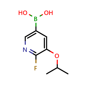 Chemical structure of 2-Fluoro-3-isopropoxypyridine-5-boronic acid , CAS 1451390-97-8, AChemBlock N26142