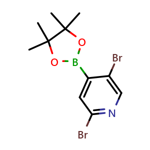 Chemical structure of 2,5-dibromo-4-(4,4,5,5-tetramethyl-1,3,2-dioxaborolan-2-yl)pyridine , CAS 1451391-18-6, AChemBlock N26145