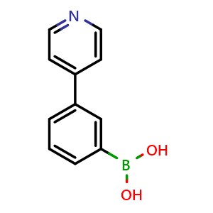 Chemical structure of [3-(pyridin-4-yl)phenyl]boronic acid , CAS 337536-25-1, AChemBlock N26160