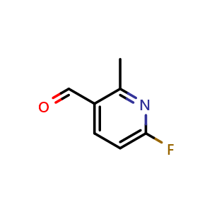 Chemical structure of 6-Fluoro-2-methylpyridine-3-carboxaldehyde , CAS 884494-96-6, AChemBlock N26169