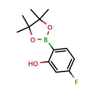 Chemical structure of 5-fluoro-2-(4,4,5,5-tetramethyl-1,3,2-dioxaborolan-2-yl)phenol , CAS 1038828-32-8, AChemBlock N26177