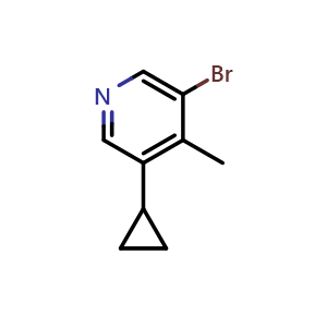Chemical structure of 5-Bromo-3-cyclopropyl-4-methylpyridine , CAS 1404367-13-0, AChemBlock N26197
