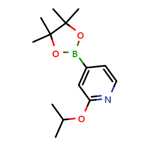 Chemical structure of 2-isopropoxy-4-(4,4,5,5-tetramethyl-1,3,2-dioxaborolan-2-yl)pyridine , CAS 1257554-10-1, AChemBlock N26198