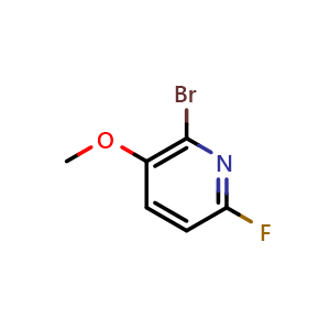 Chemical structure of 2-Bromo-6-fluoro-3-methoxypyridine , CAS 1256810-97-5, AChemBlock N26207