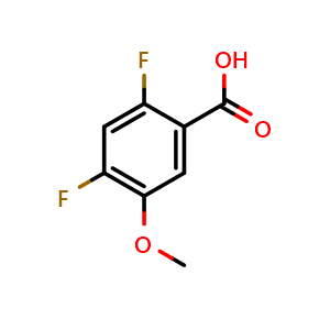 Chemical structure of 2,4-Difluoro-5-methoxybenzoic acid , CAS 1266114-05-9, AChemBlock N26209
