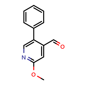 Chemical structure of 2-Methoxy-5-phenylpyridine-4-carboxaldehyde , CAS 1227582-94-6, AChemBlock N26211
