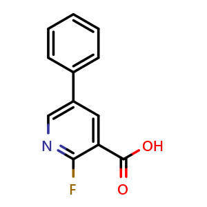 Chemical structure of 2-Fluoro-5-phenylpyridine-3-carboxylic acid , CAS 1214349-86-6, AChemBlock N26249