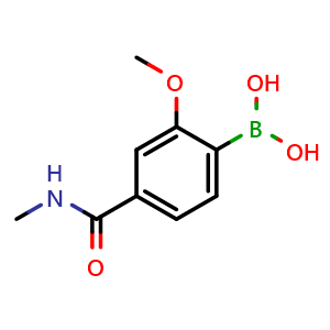 Chemical structure of 4-(Methylcarbamoyl)-2-methoxyphenylboronic acid , CAS 1451391-90-4, AChemBlock N26252