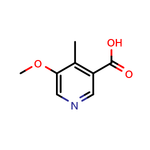 Chemical structure of 5-Methoxy-4-methylpyridine-3-carboxylic acid , CAS 1211535-00-0, AChemBlock N26253