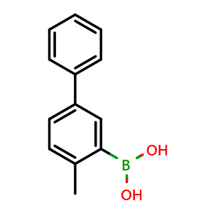 Chemical structure of 4-Methylbiphenyl-3-ylboronic acid , CAS 1438810-09-3, AChemBlock N26266