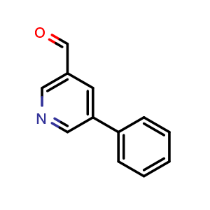 Chemical structure of 5-Phenylpyridine-3-carboxaldehyde , CAS 113118-84-6, AChemBlock N26267