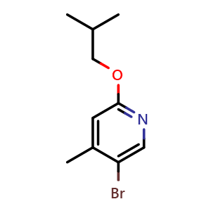 Chemical structure of 5-Bromo-4-methyl-1-(2-methylpropoxy)pyridine , CAS 1289131-61-8, AChemBlock N26277