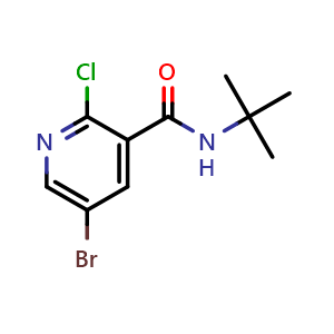 Chemical structure of 5-bromo-N-tert-butyl-2-chloropyridine-3-carboxamide , CAS 1247217-76-0, AChemBlock N26278