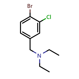 Chemical structure of 4-Bromo-3-chloro-N,N-diethylbenzylamine , CAS 1414870-60-2, AChemBlock N26281