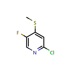 Chemical structure of 2-Chloro-5-fluoro-4-(methylthio)-pyridine , CAS 1820741-49-8, AChemBlock N26283