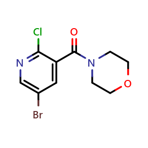 Chemical structure of 4-(5-Bromo-2-chloropyridine-3-carbonyl)morpholine , CAS 1251232-44-6, AChemBlock N26286