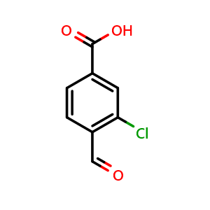 Chemical structure of 3-Chloro-4-formylbenzoic acid , CAS 58588-59-3, AChemBlock N26294