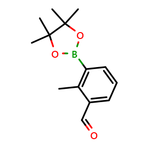 Chemical structure of 2-Methyl-3-(4,4,5,5-tetramethyl-1,3,2-dioxaborolan-2-yl)benzaldehyde , CAS 859518-20-0, AChemBlock N26295